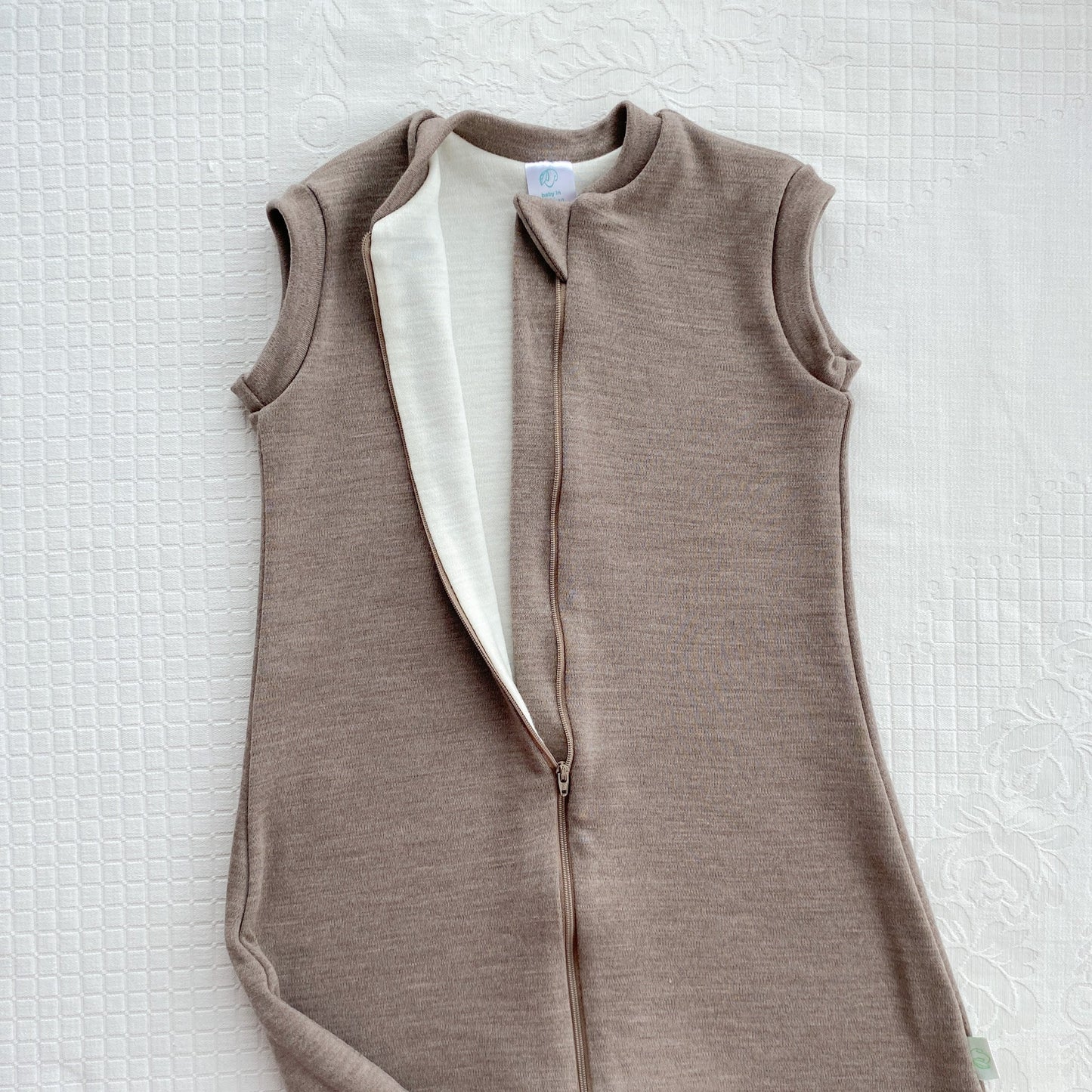 2-LAYER MERINO WOOL SLEEP SACK WITH OPEN LEGS - mele beige