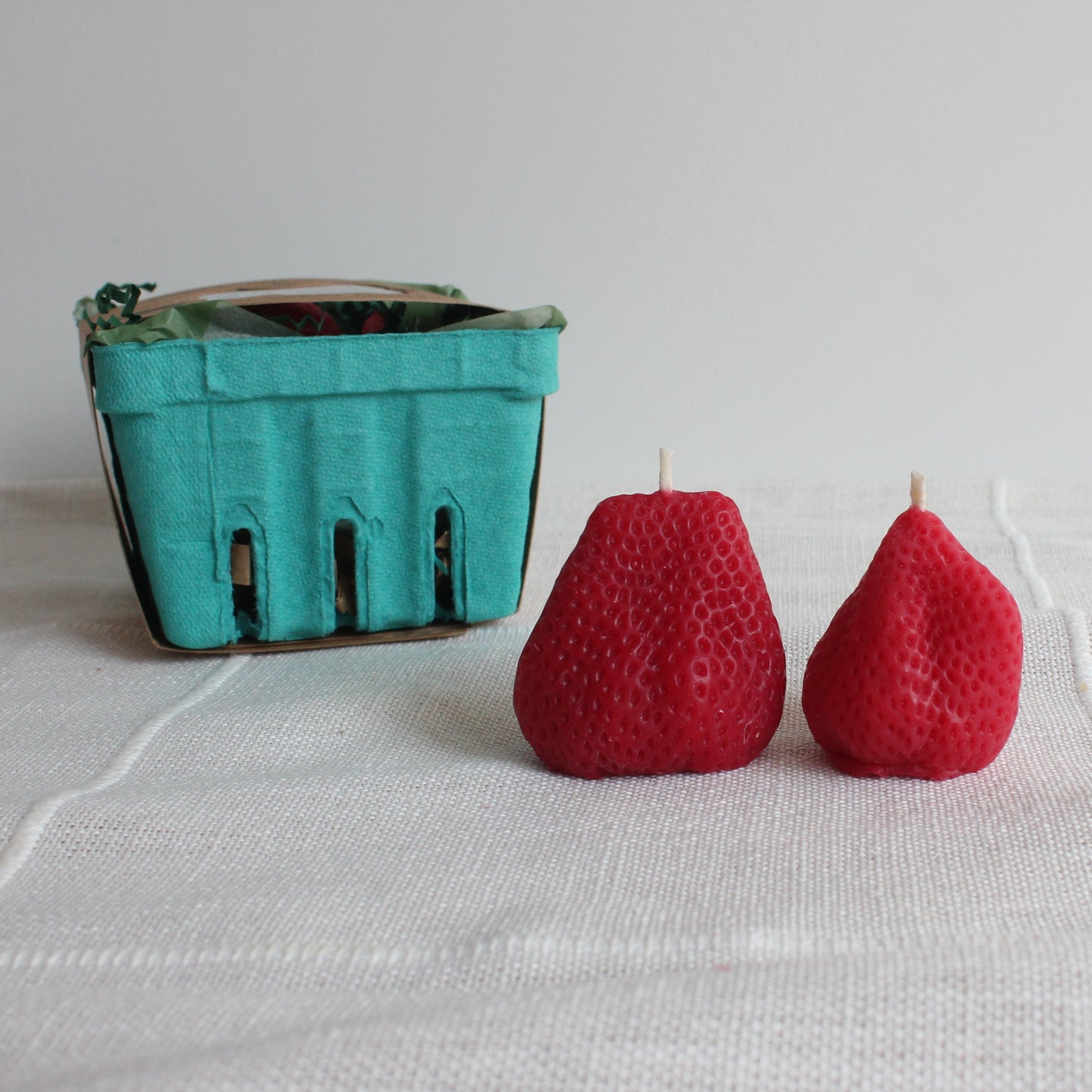 Big Strawberry Beeswax Candle Pair