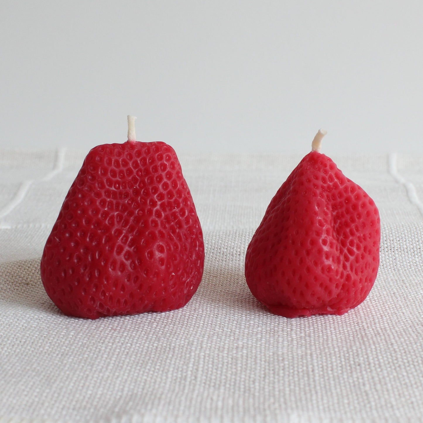 Big Strawberry Beeswax Candle Pair