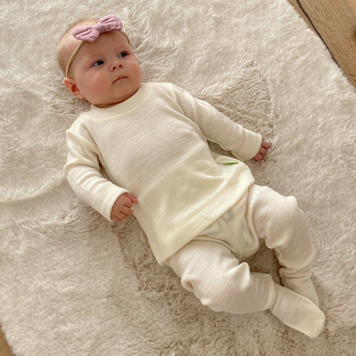 Baby in Merino Thermal Base Layer Set - 100% Non-Superwash Merino Wool 250gsm | Off White