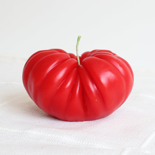 EXTRA LARGE HEART-SHAPED HEIRLOOM TOMATO BEESWAX CANDLE
