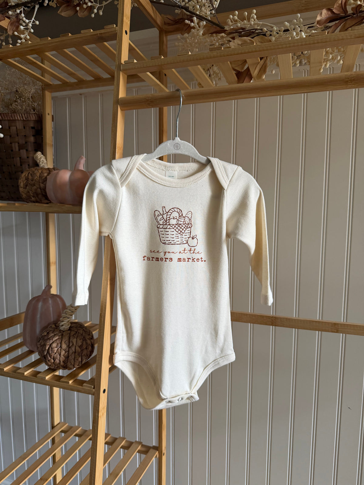 Farmers Market Organic Cotton Baby Bodysuit – Long Sleeve, 0–18M