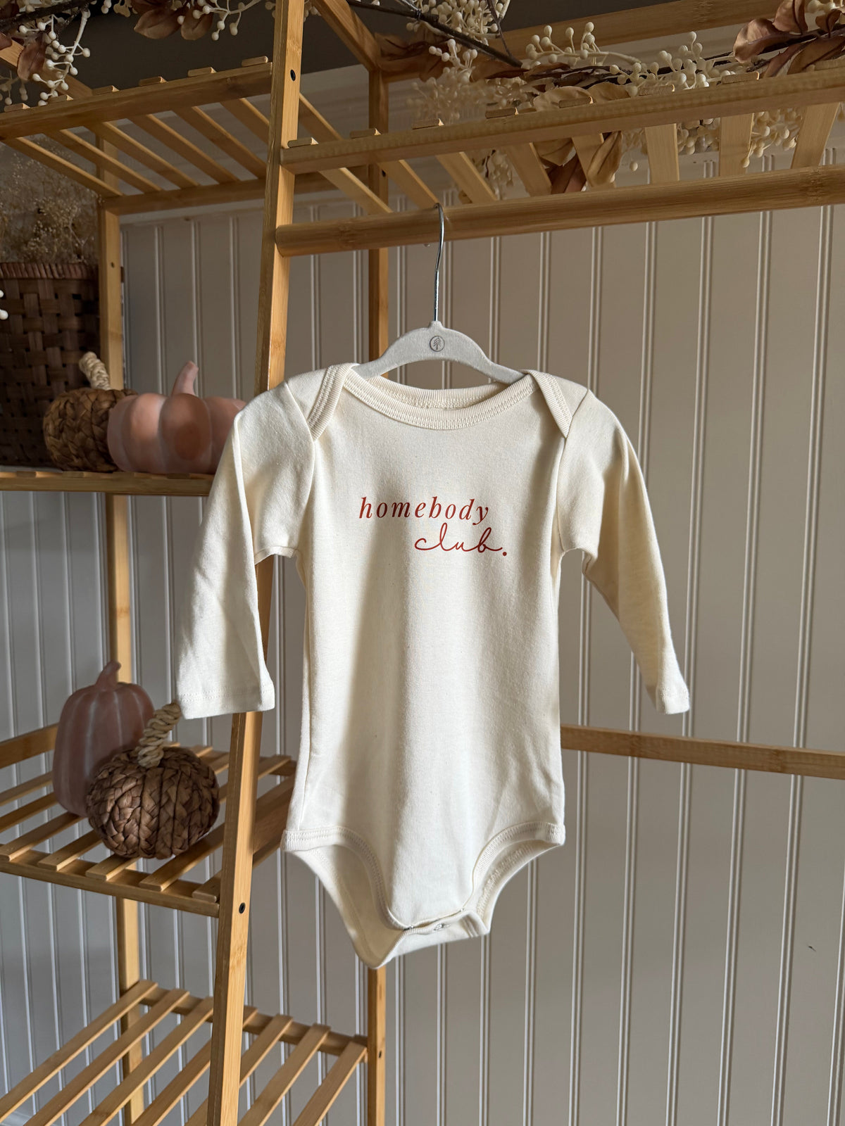 Homebody Club Organic Cotton Baby Bodysuit – Long Sleeve, 0–18M
