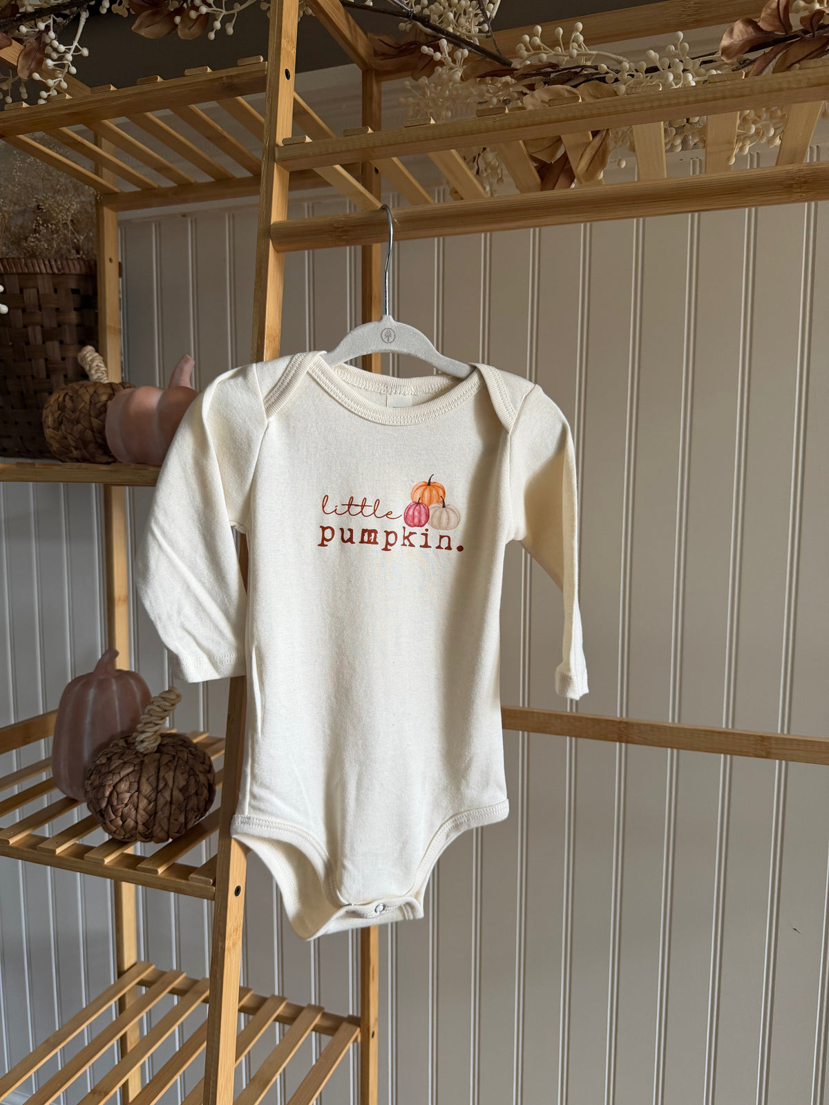 Little Pumpkin Stack Organic Cotton Baby Bodysuit – Long Sleeve, 0–18M