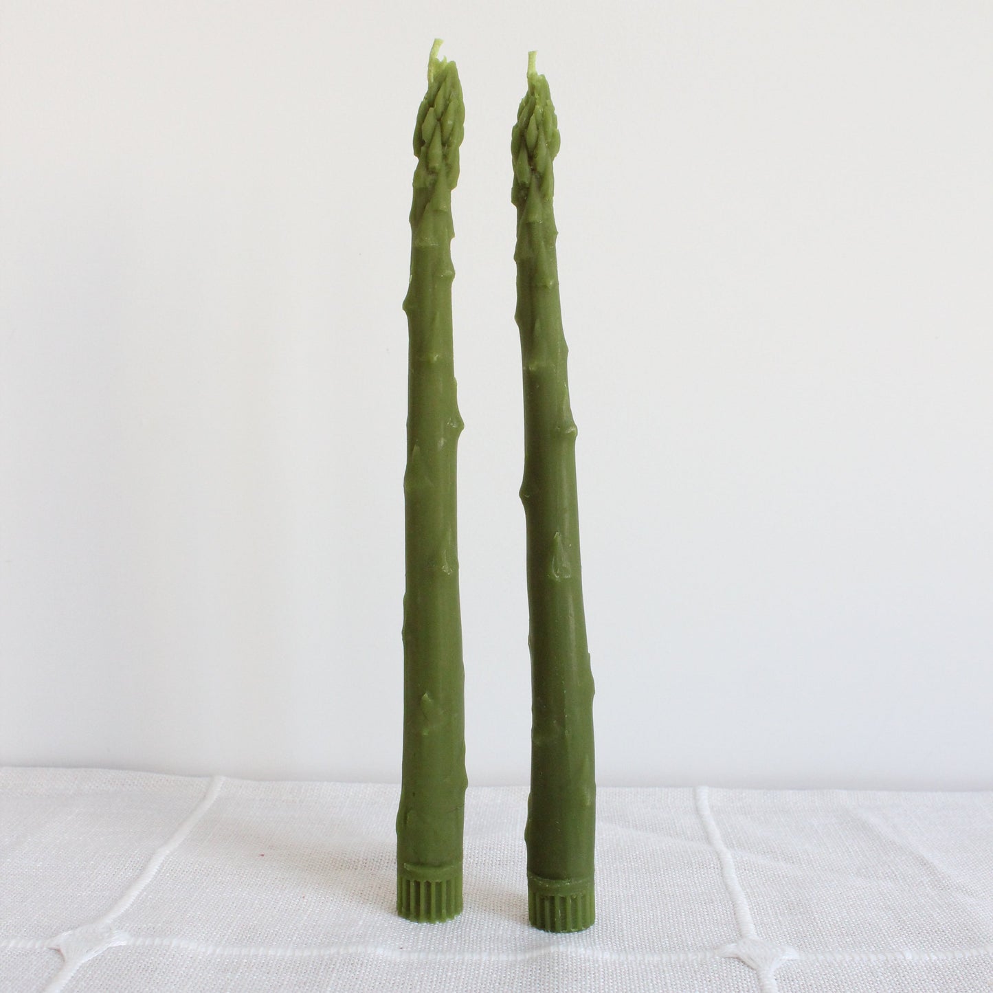 ASPARAGUS TAPER BEESWAX CANDLES PAIR