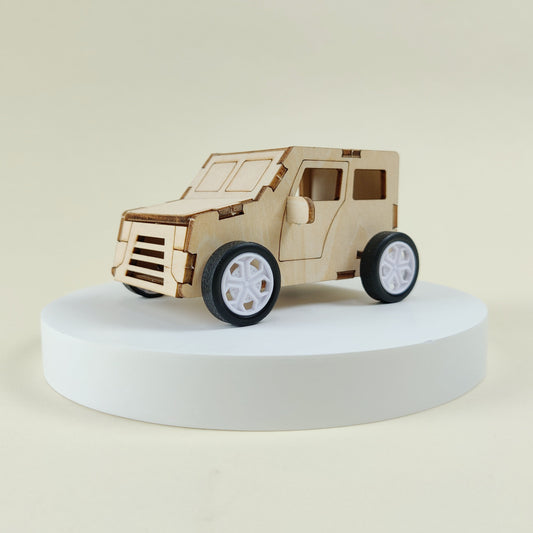 Kitsville Pull-String Car DIY Kit – Wooden STEM Building Kit for Kids