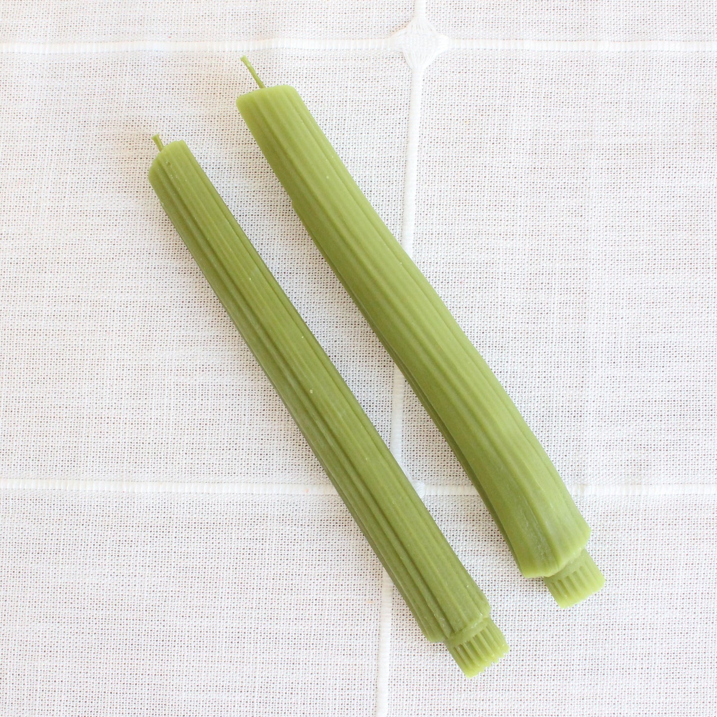 BEESWAX CELERY TAPER CANDLES - SET OF 2