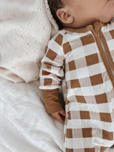 Load image into Gallery viewer, Luna + Luca Bamboo Zipped Baby Checkered Onesie Pajamas
