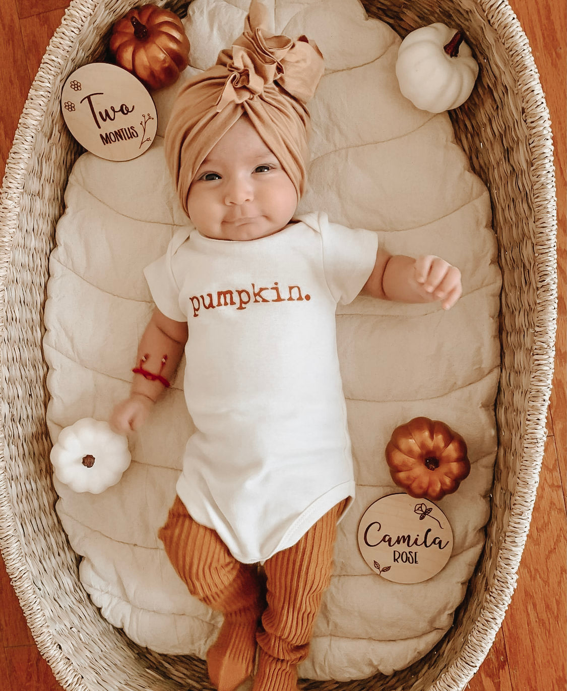 Pumpkin Organic Cotton Baby Bodysuit – Short Sleeve, 0–24M