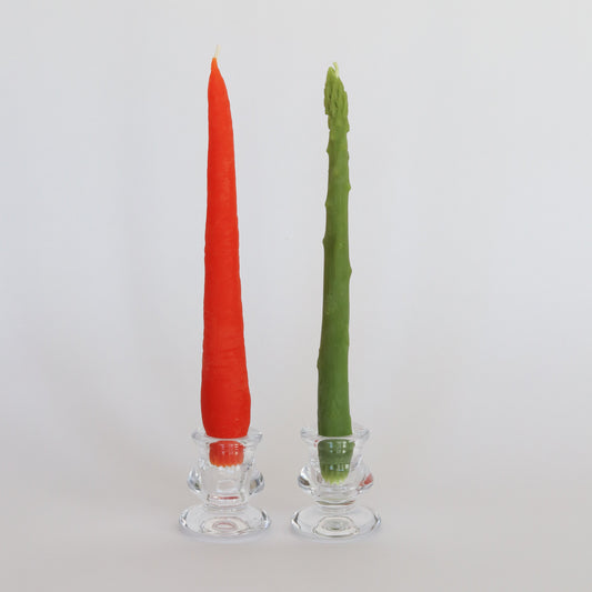 CARROT & ASPARAGUS TAPER BEESWAX CANDLE - SET OF 2