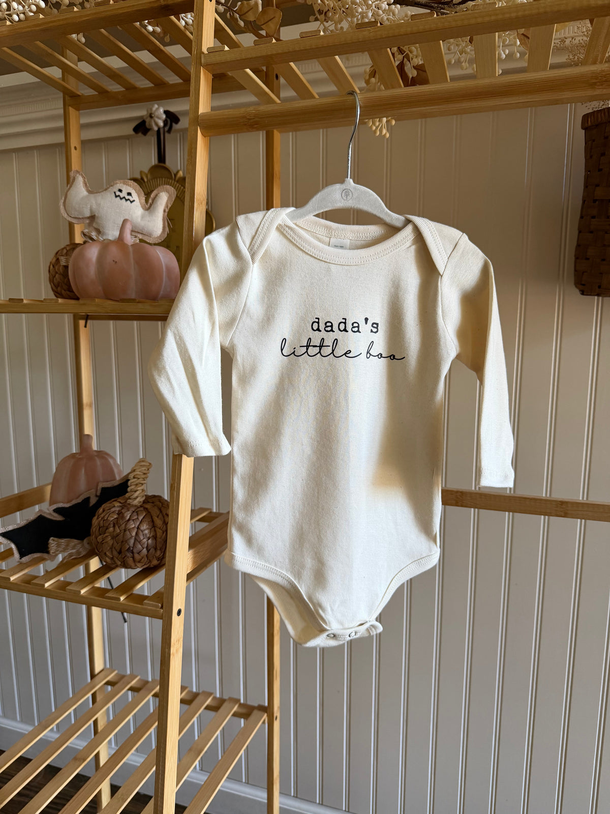 Dada’s Little Boo Organic Cotton Baby Bodysuit – Long Sleeve, 0–18M