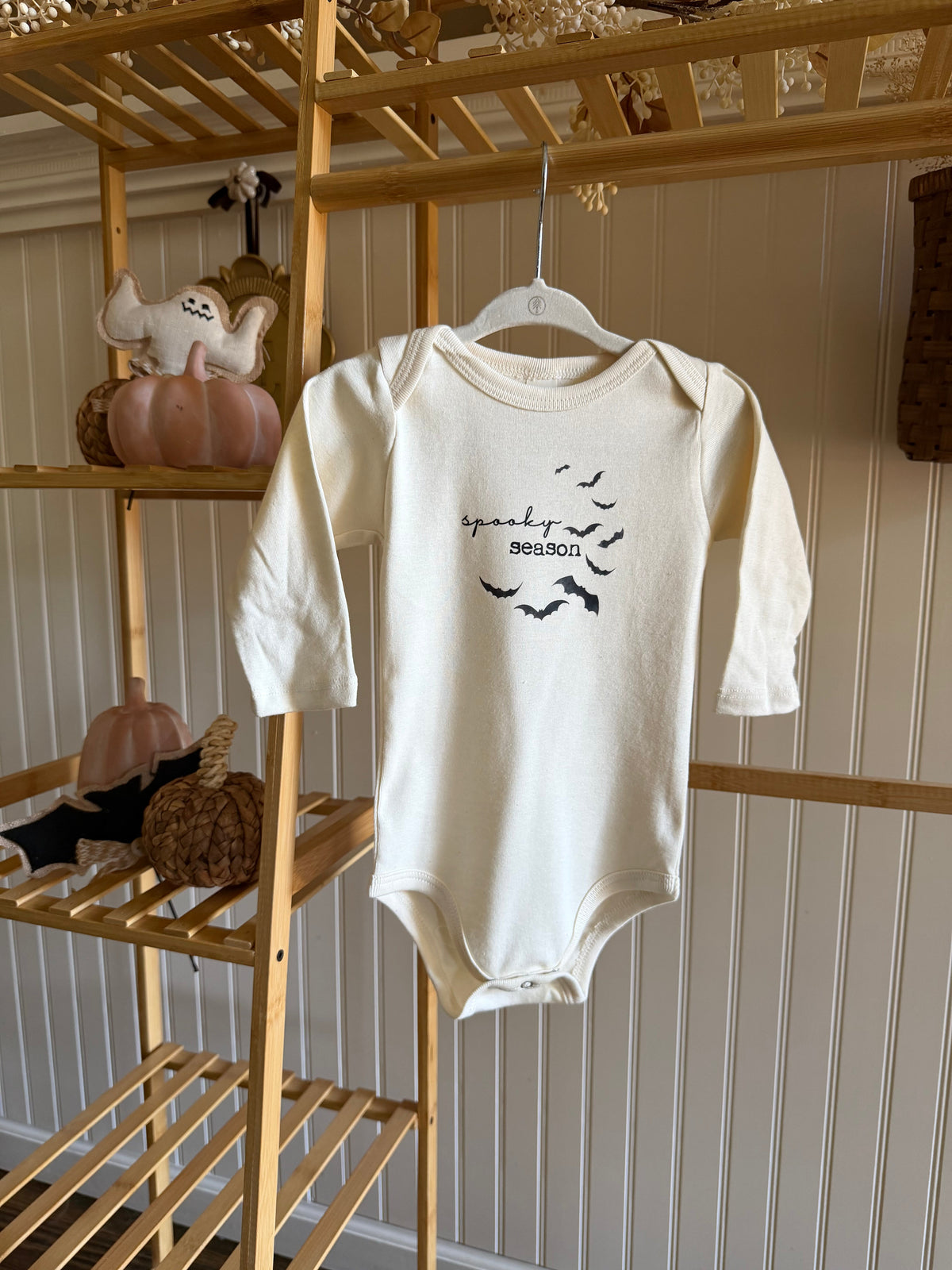 Spooky Season Organic Cotton Baby Bodysuit – Long Sleeve, 0–18M