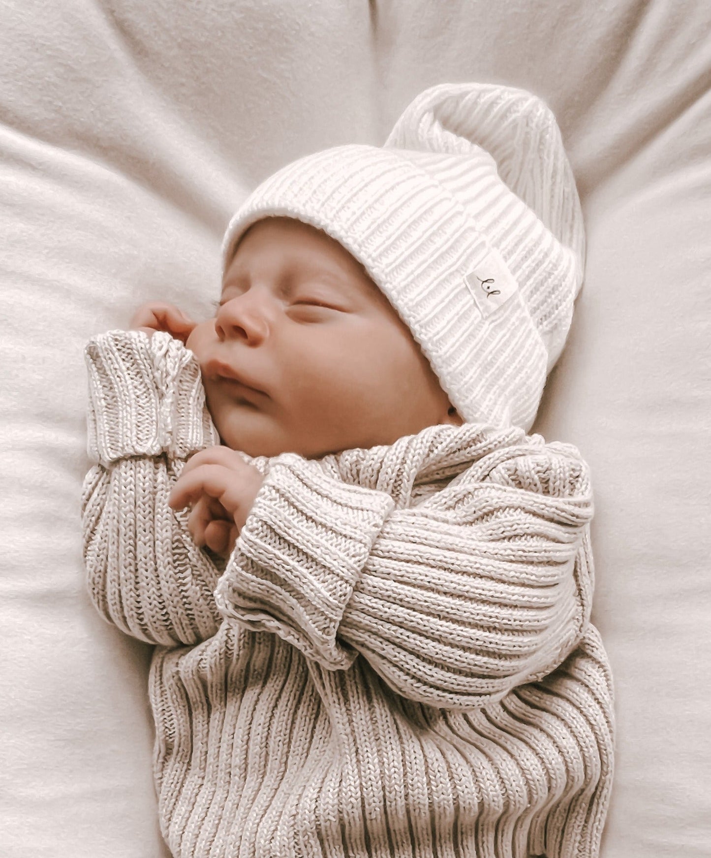 Luna + Luca Merino Wool Baby Knit Beanie - Off-White