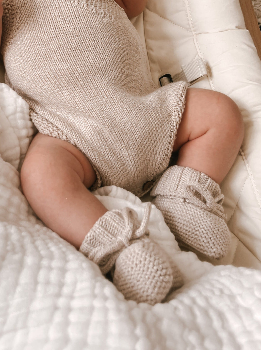 Luna + Luca Organic Cotton Booties - Heather Beige