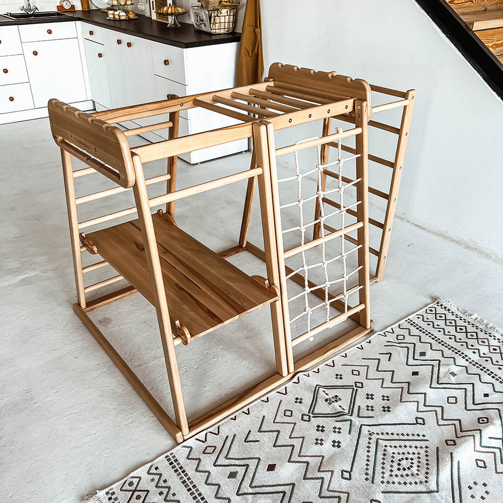 Wood and Hearts Eco-Friendly Natural Wooden Indoor Playground Toddler Jungle Gym