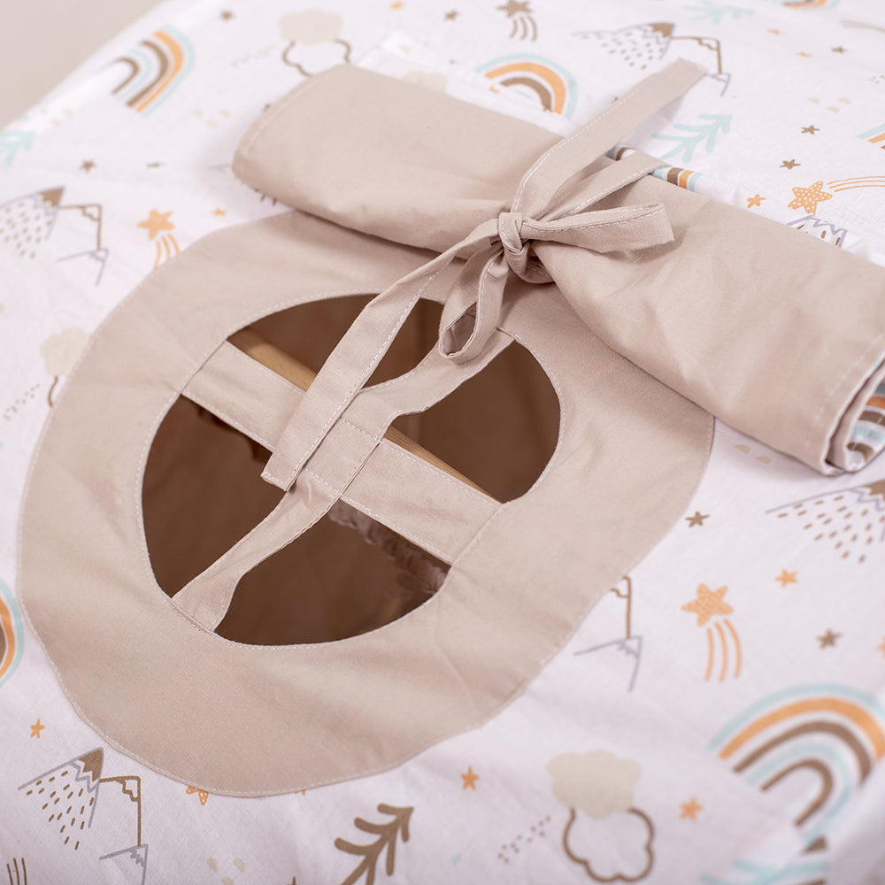 Wood and Hearts Eco-Friendly Wooden Large Montessori Climbing Arch with Cushion or Tent