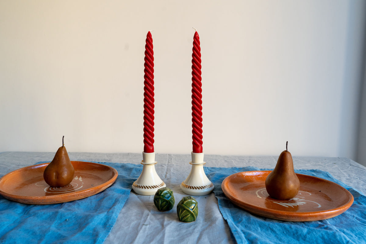 Happy Organics Red Beeswax Dinner Taper Candles – Set of 4