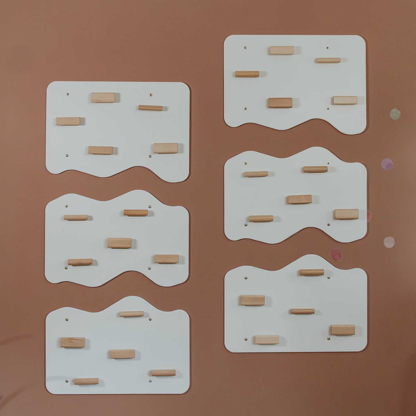 Indoor Rock Wall with Cloud-Shaped Panels & Wooden Climbing Holds for Kids 3-10