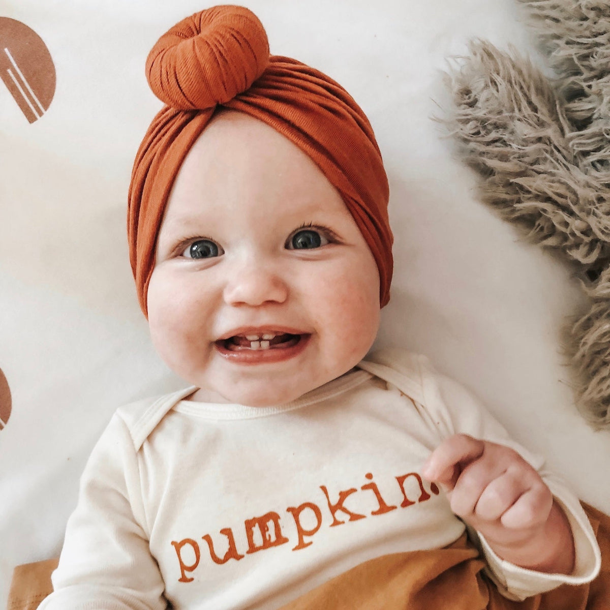 Pumpkin Organic Cotton Baby Bodysuit – Long Sleeve, 0–24M