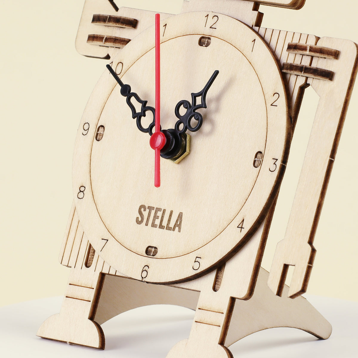 Kitsville Robot Clock DIY Kit – Wooden STEM Building Kit for Kids 6+