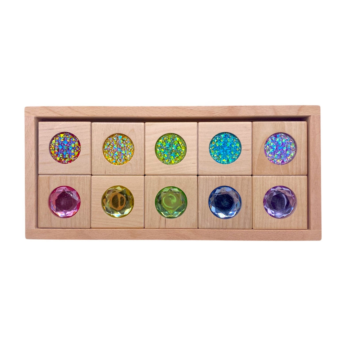 Green Elephant Wooden Gem Blocks with Storage Tray – Square, Rectangular & 3D Cube Styles