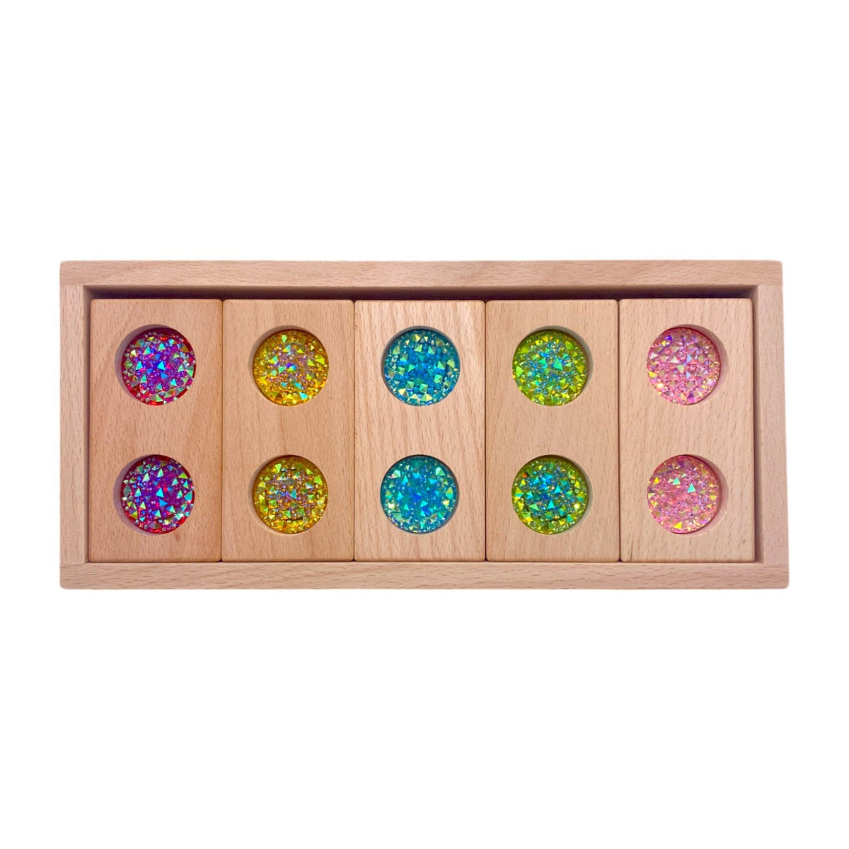 Green Elephant Wooden Gem Blocks with Storage Tray – Square, Rectangular & 3D Cube Styles