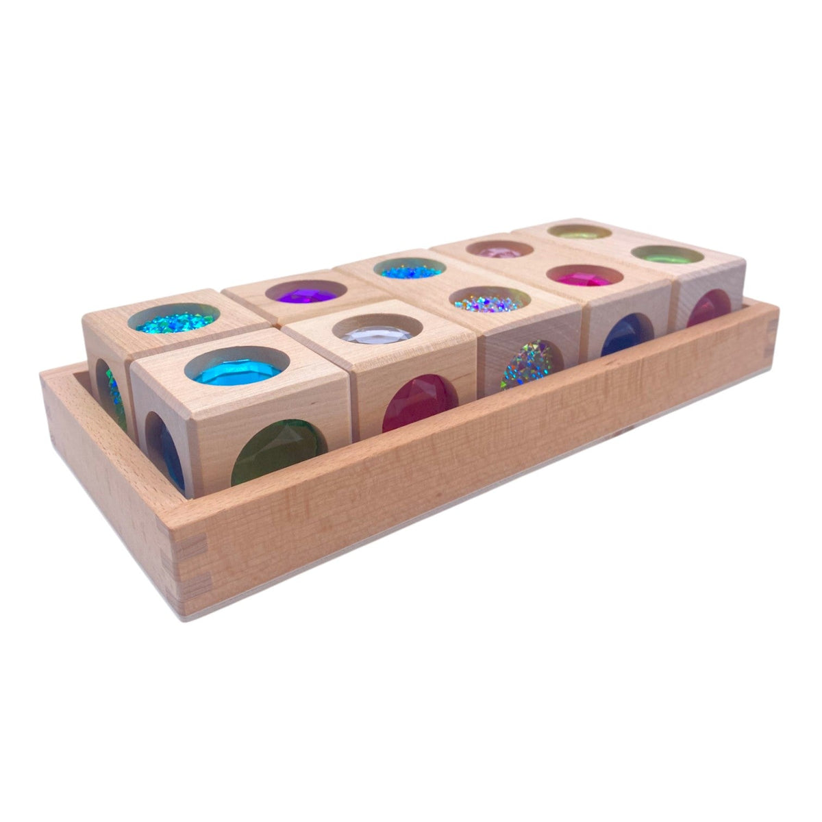 Green Elephant Wooden Gem Blocks with Storage Tray – Square, Rectangular & 3D Cube Styles