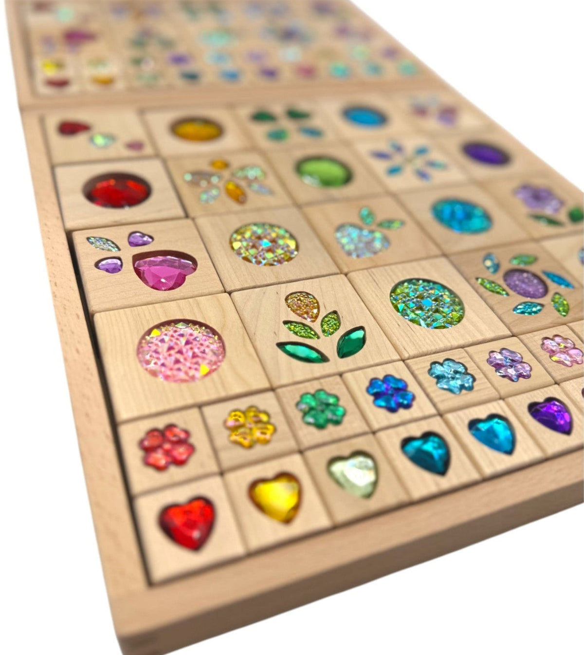 Green Elephant Sparkle Garden Wooden Gem Block Set with Tray – 30 or 40 Pieces