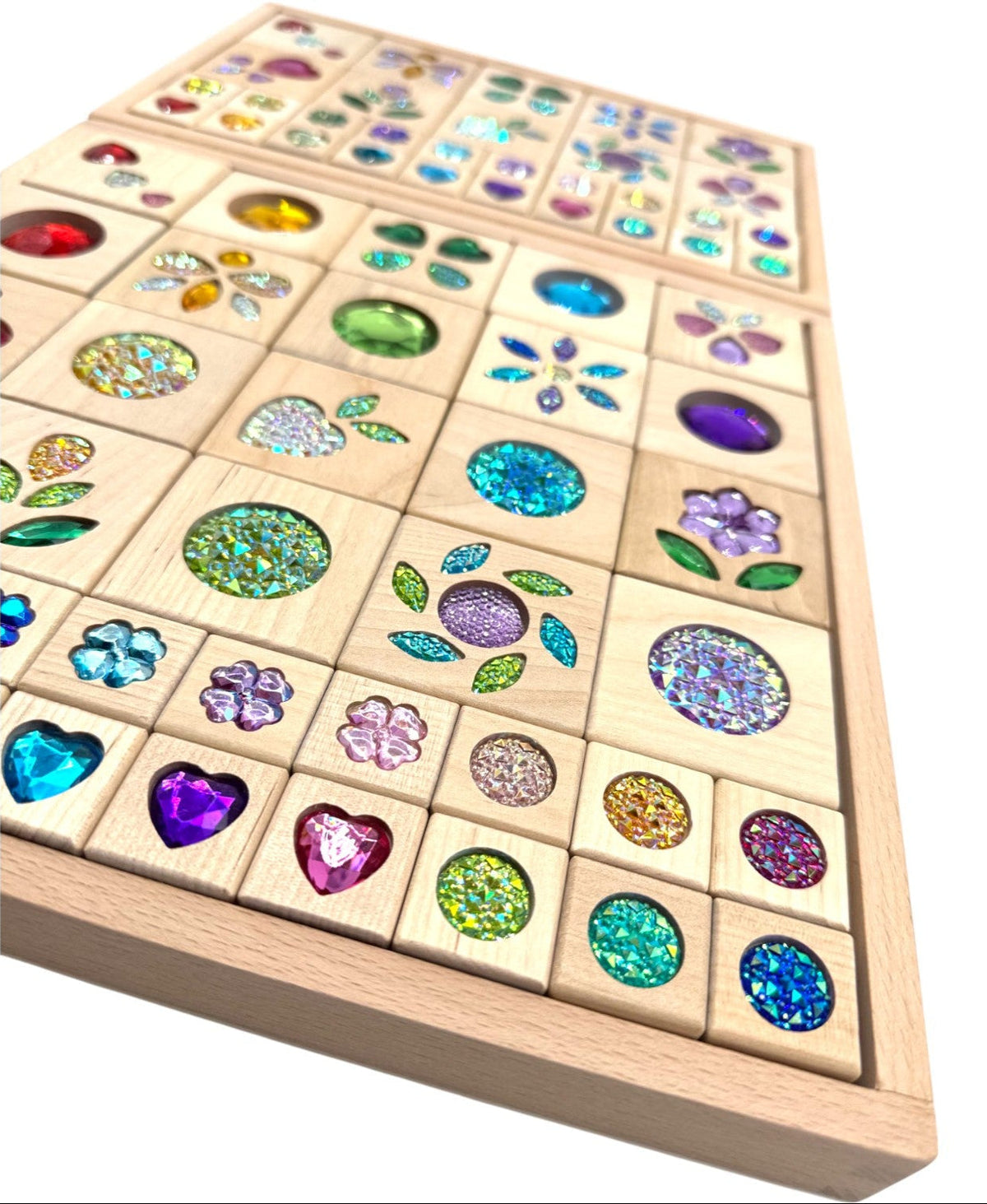 Green Elephant Sparkle Garden Wooden Gem Block Set with Tray – 30 or 40 Pieces