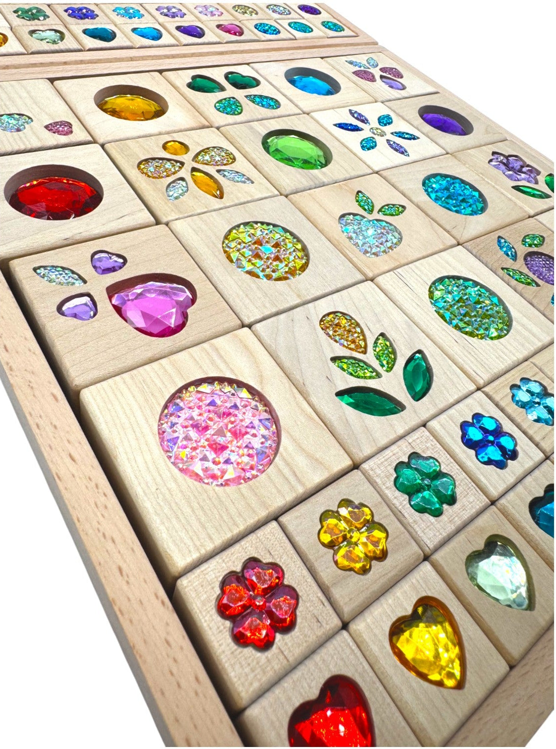 Green Elephant Sparkle Garden Wooden Gem Block Set with Tray – 30 or 40 Pieces