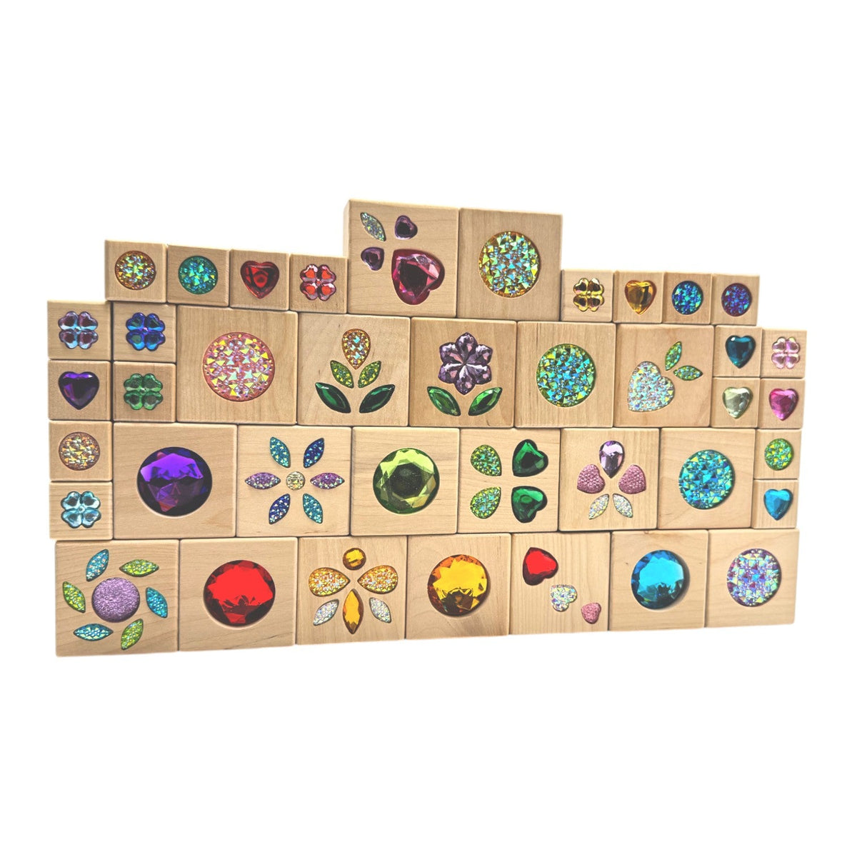 Green Elephant Sparkle Garden Wooden Gem Block Set with Tray – 30 or 40 Pieces