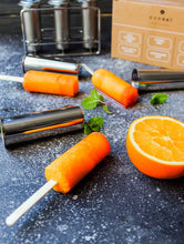 Load image into Gallery viewer, Ecozoi Stainless Steel Popsicle Molds, Round with Reusable Bamboo Sticks

