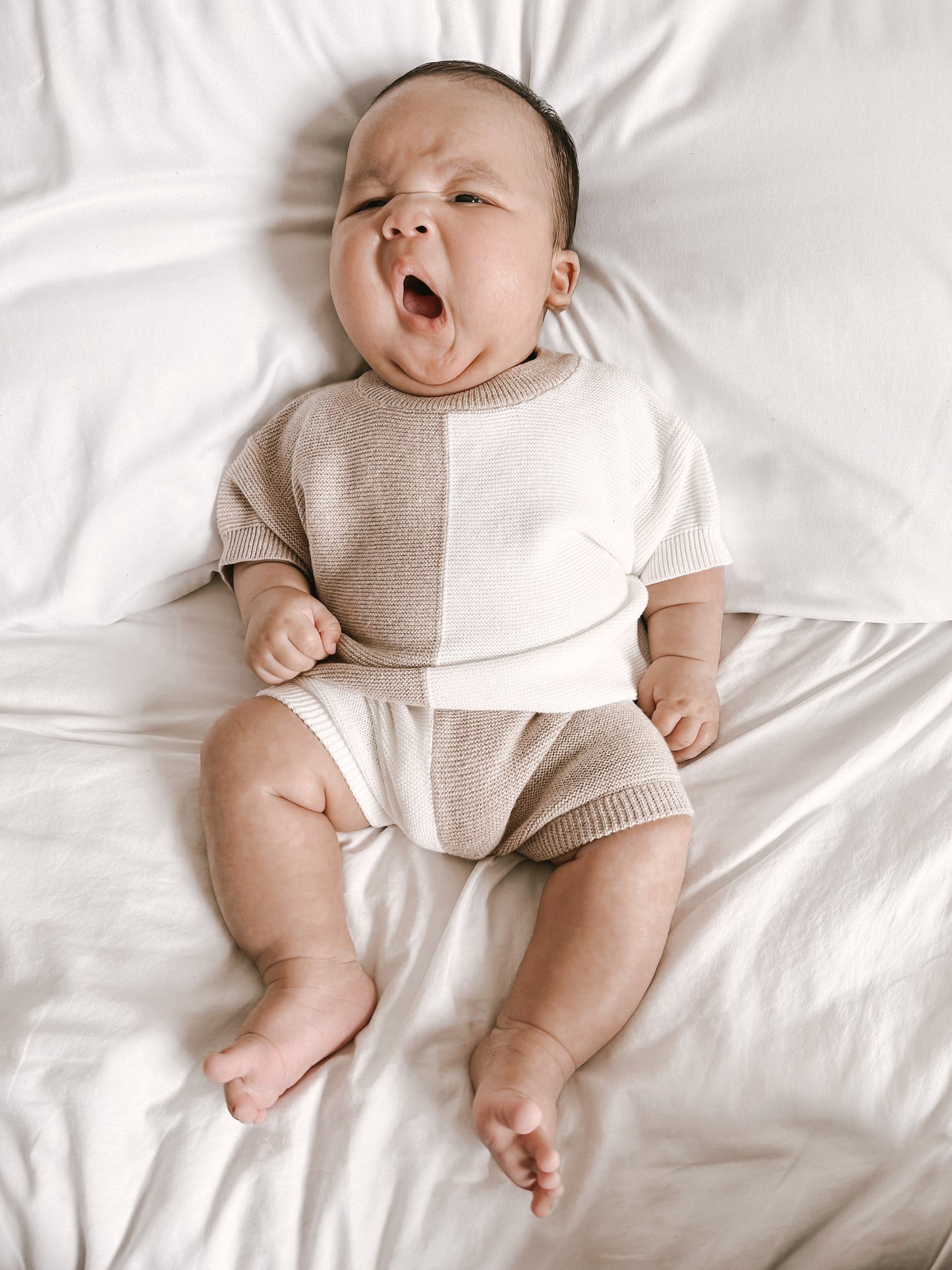 Luna + Luca Color Block Knit Top and Short Set for Babies, Toddlers, Kids