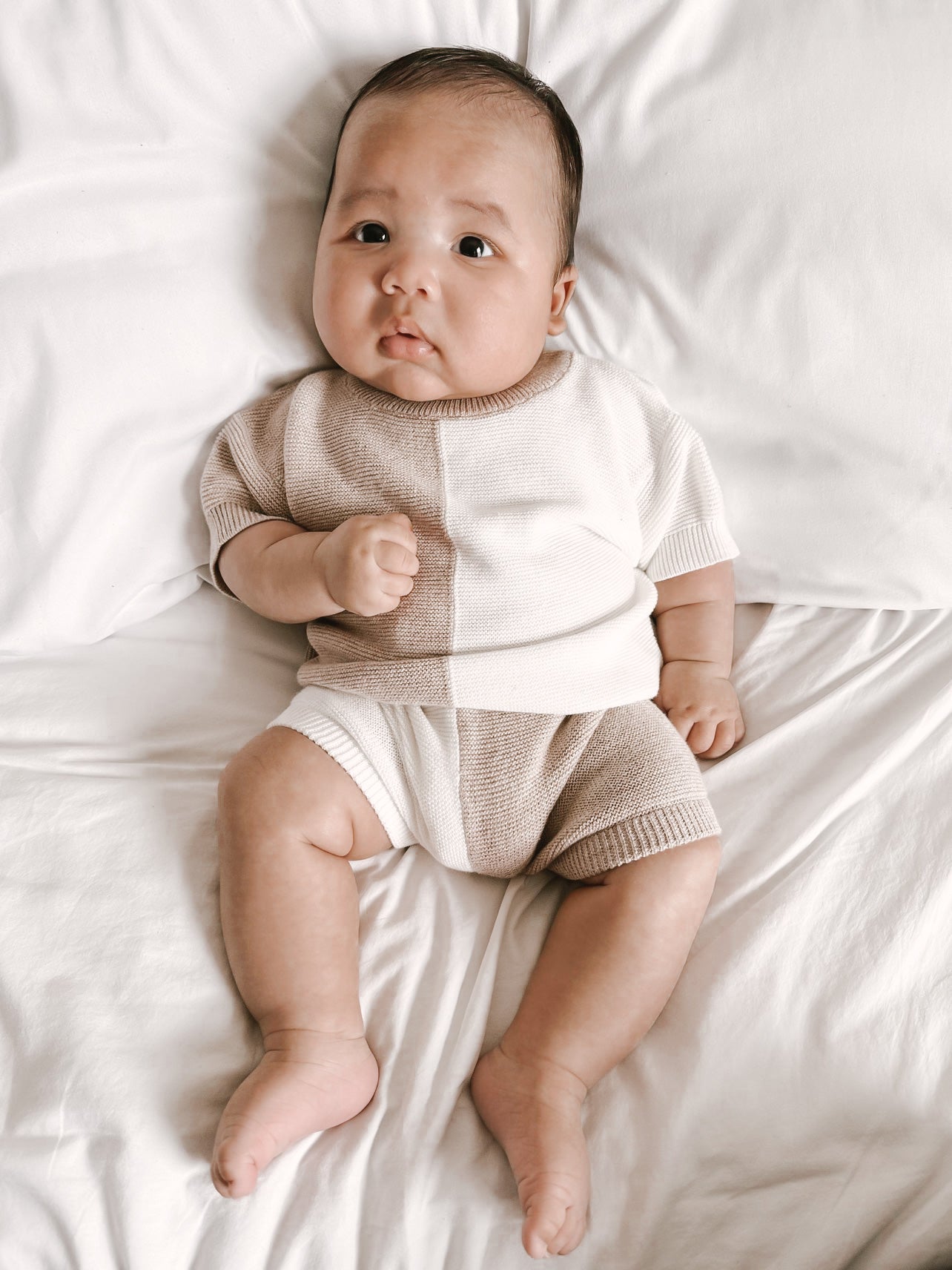 Luna + Luca Color Block Knit Top and Short Set for Babies, Toddlers, Kids