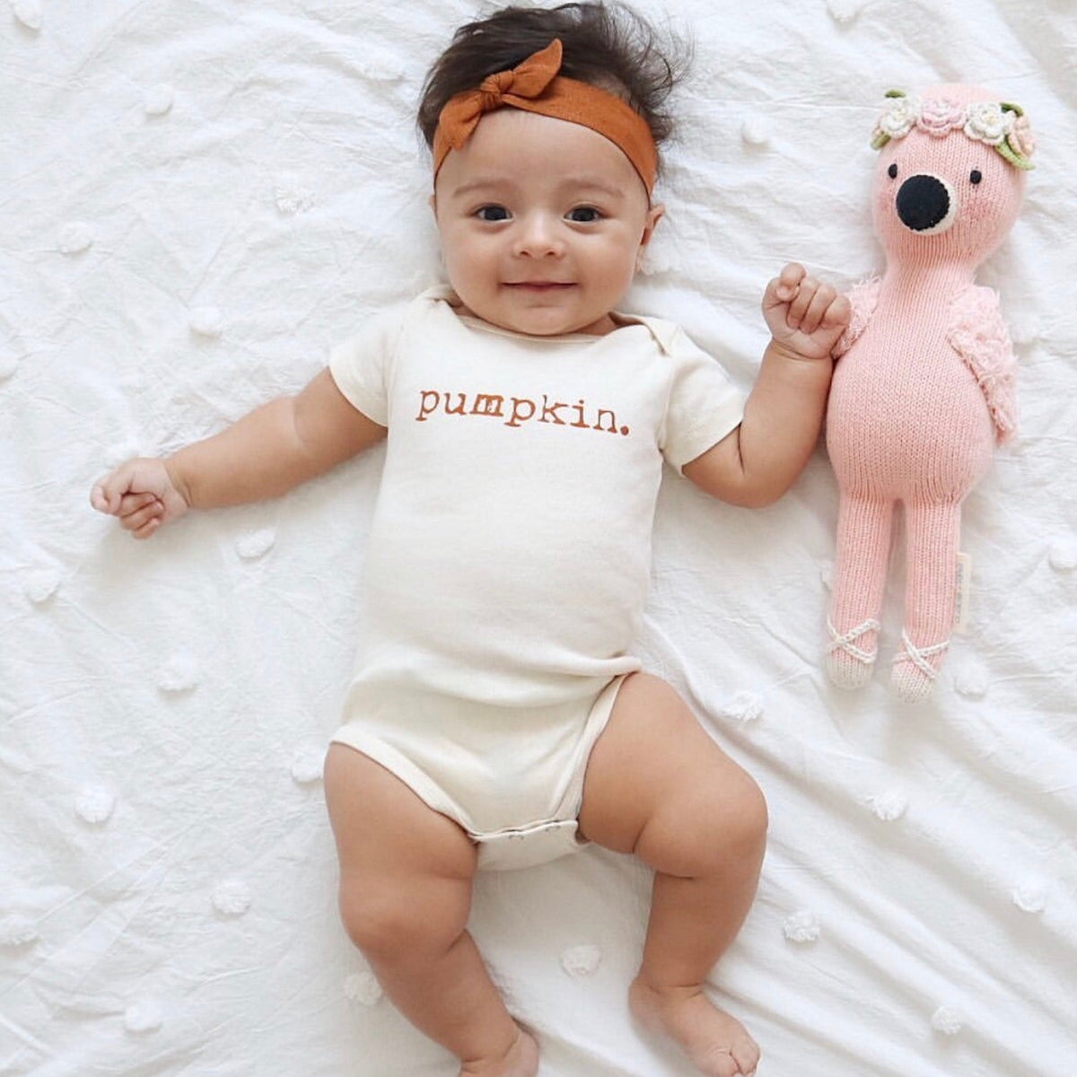 Pumpkin Organic Cotton Baby Bodysuit – Short Sleeve, 0–24M