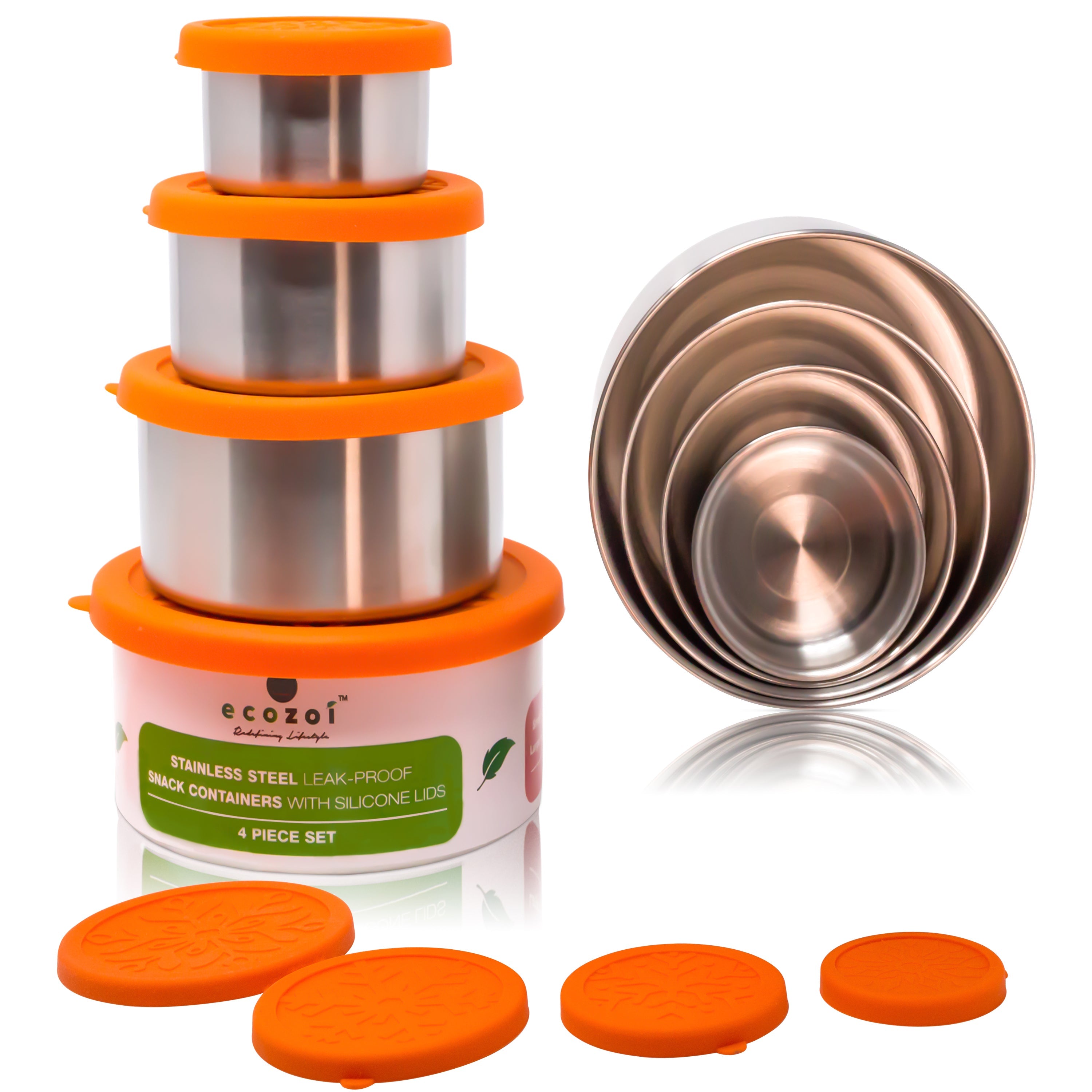 Eco-Friendly 4-Piece Stainless Steel Lunch Box Set