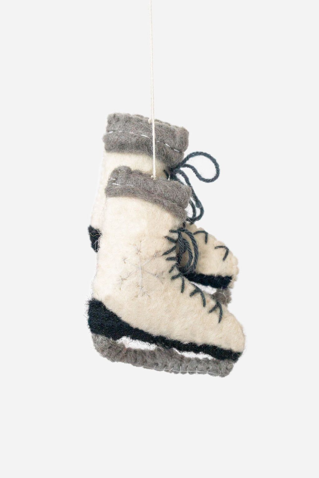 Ice Skates Ornament – Handmade Wool Felt Holiday Decor
