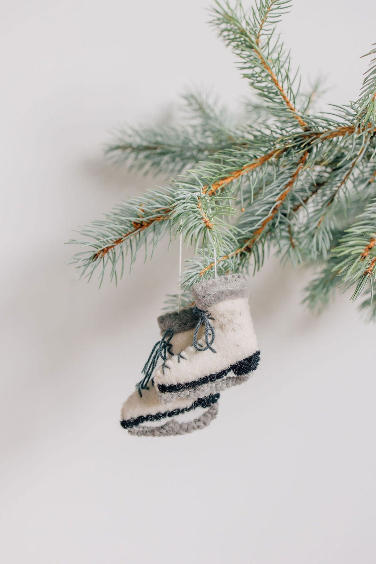 Ice Skates Ornament – Handmade Wool Felt Holiday Decor