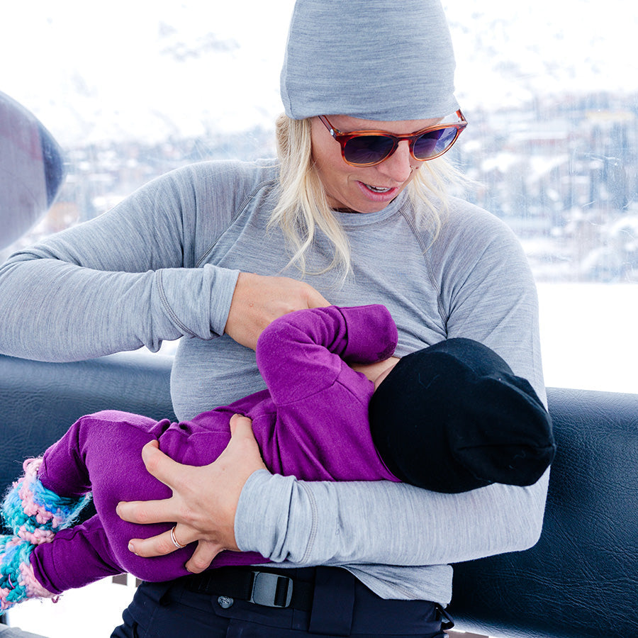 Women's Nursing Long Sleeve Baselayer Long Sleeve Shirt - 100% Merino Wool