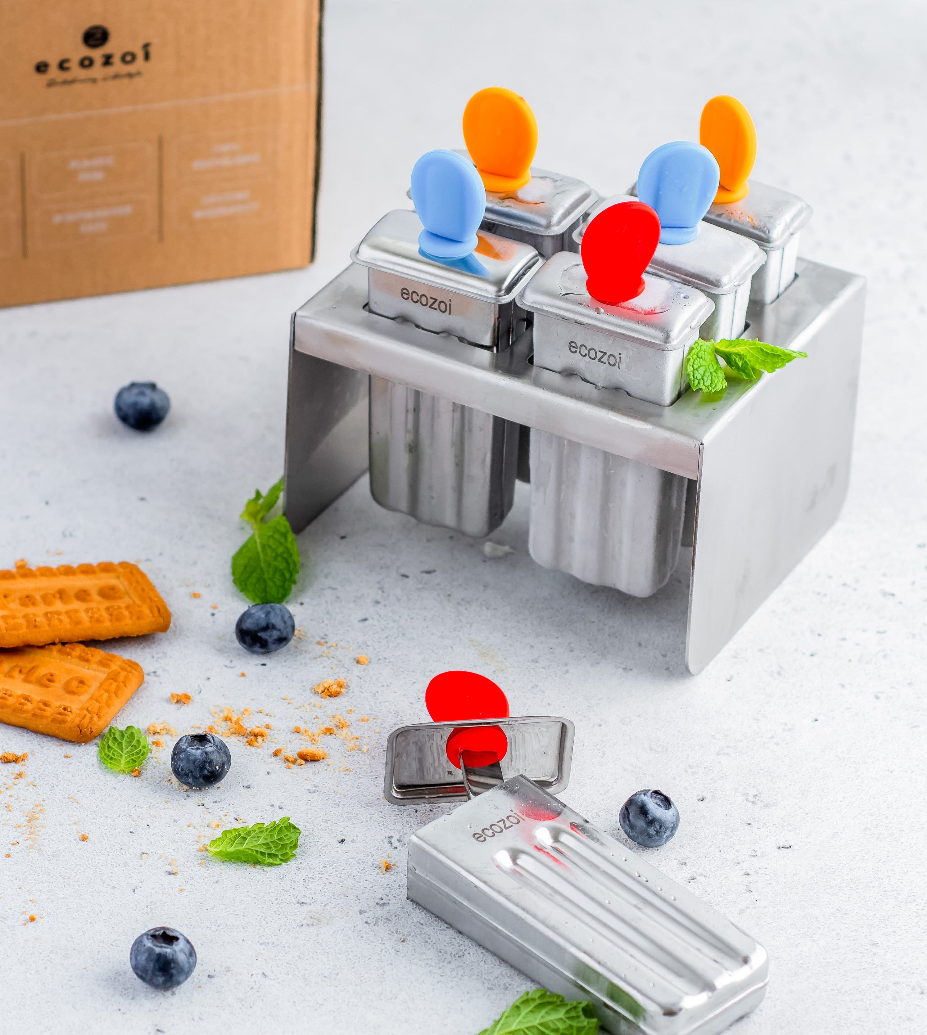 Stainless Steel Popsicle Molds, Mini Square with Stainless Steel Sticks - Thumbnail 2