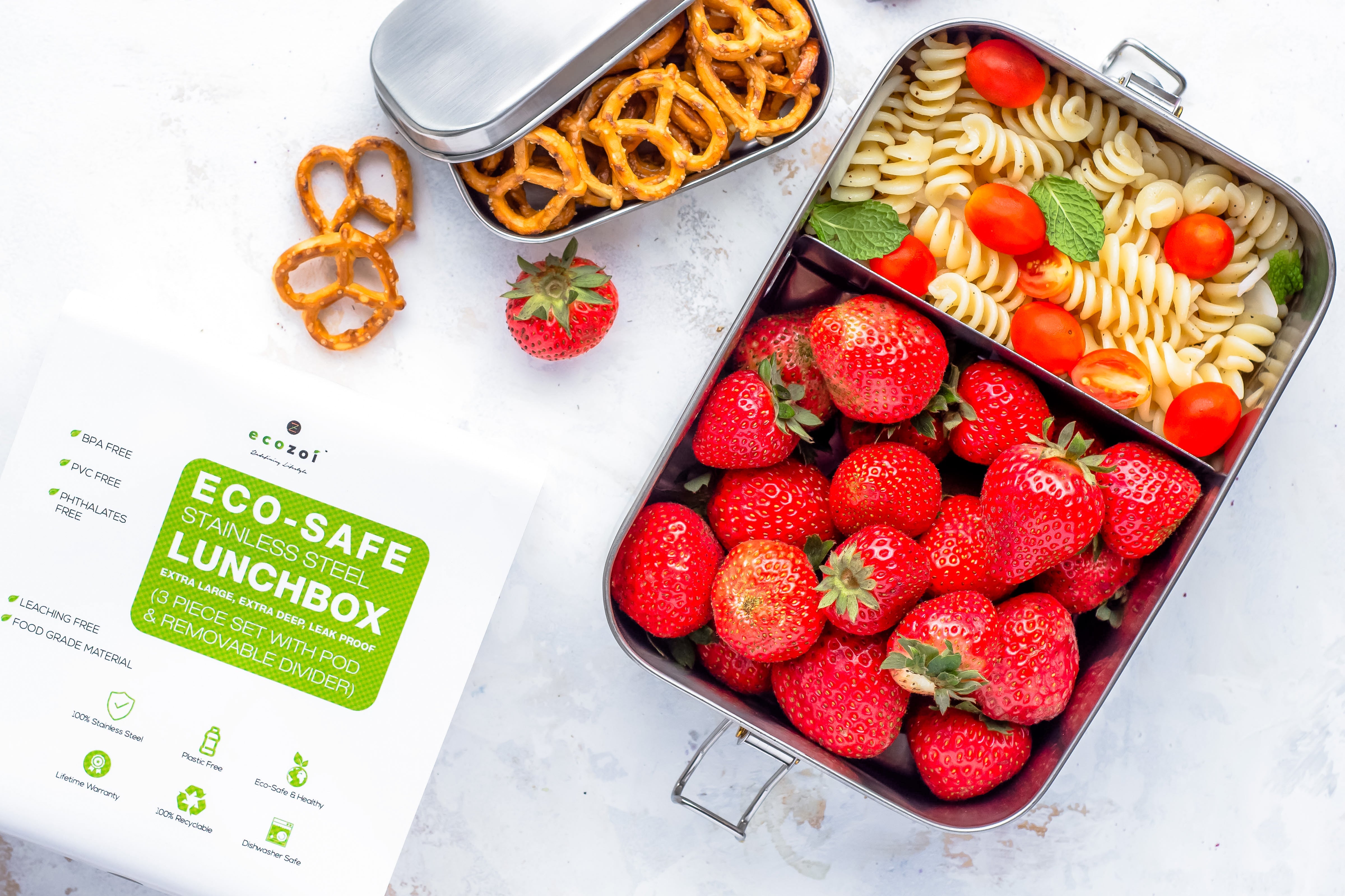 Stainless Steel Lunch Box, 2 Compartment Leak Proof, 50 Oz with Removable Divider - Thumbnail 5