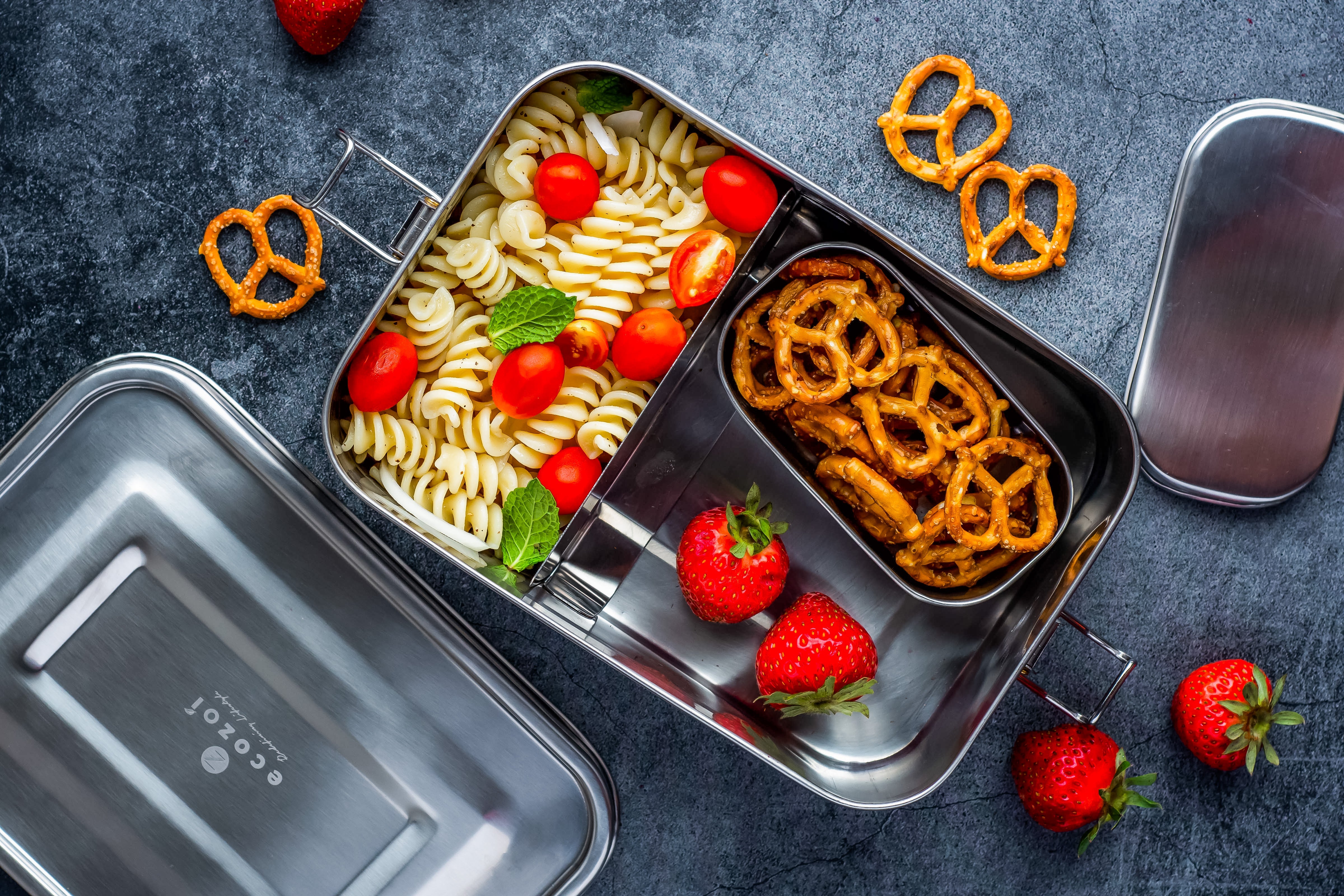 Stainless Steel Lunch Box, 2 Compartment Leak Proof, 50 Oz with Removable Divider - Thumbnail 2