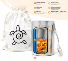 Load image into Gallery viewer, Ecozoi 17 oz Eco-Friendly Stainless Steel Insulated Food Jar with Spork &amp; Lunch Bag
