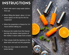 Load image into Gallery viewer, Stainless Steel Popsicle Molds, 6 Mini Rounds with Reusable Bamboo Sticks
