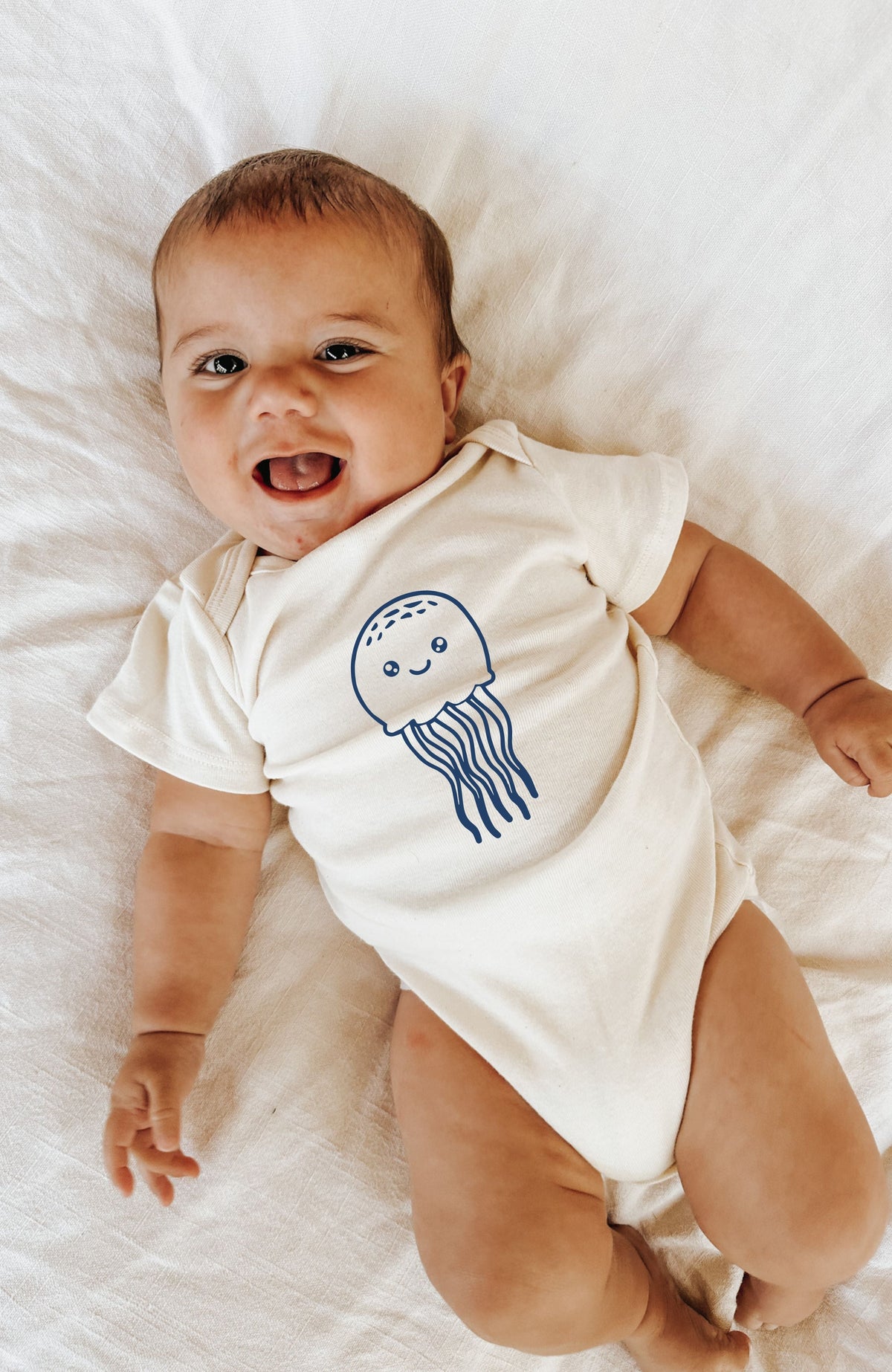Jellyfish Organic Cotton Baby Bodysuit – Short Sleeve, 0–18M