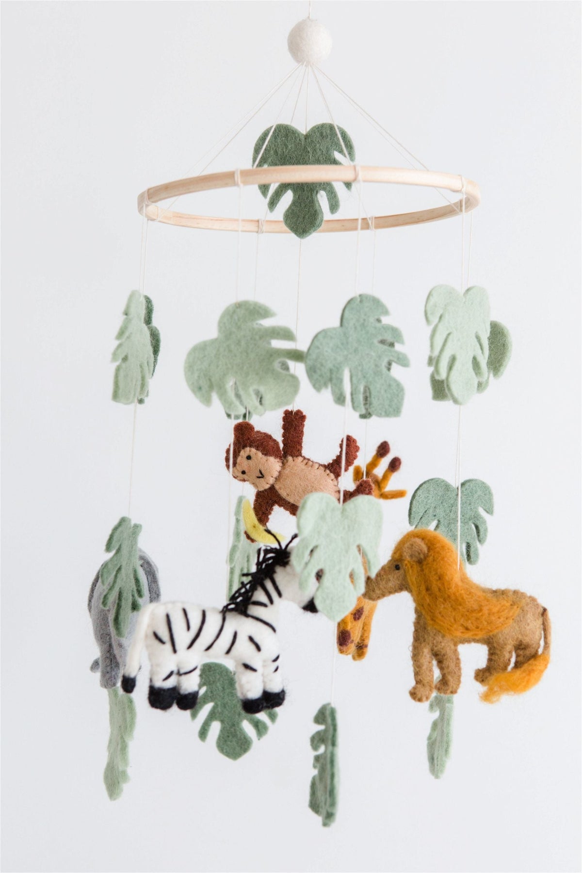 Jungle Crib Mobile – Handmade Wool Felt Nursery Decor