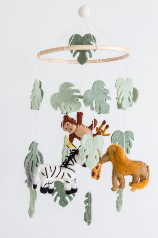 Jungle Crib Mobile – Handmade Wool Felt Nursery Decor
