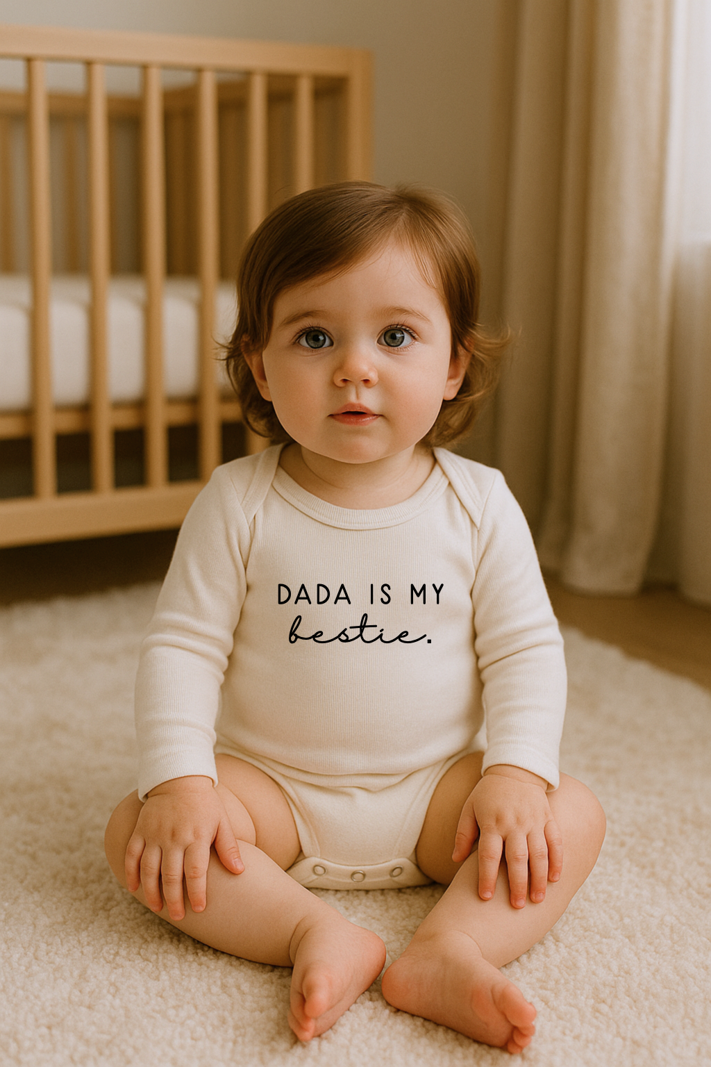 Dada is My Bestie Organic Cotton Baby Bodysuit – Long Sleeve, 0–24M