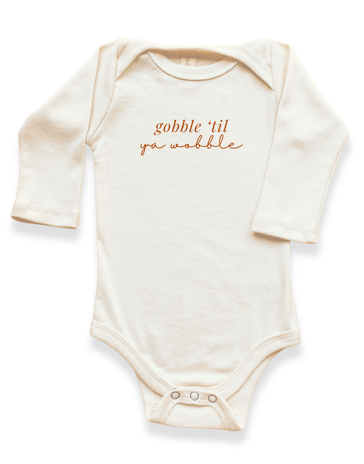 Gobble ’Til Ya Wobble Organic Cotton Baby Bodysuit – Long Sleeve, 0–18M