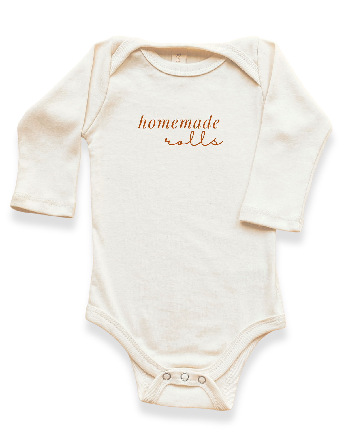 Homemade Rolls Organic Cotton Baby Bodysuit – Long Sleeve, 0–18M
